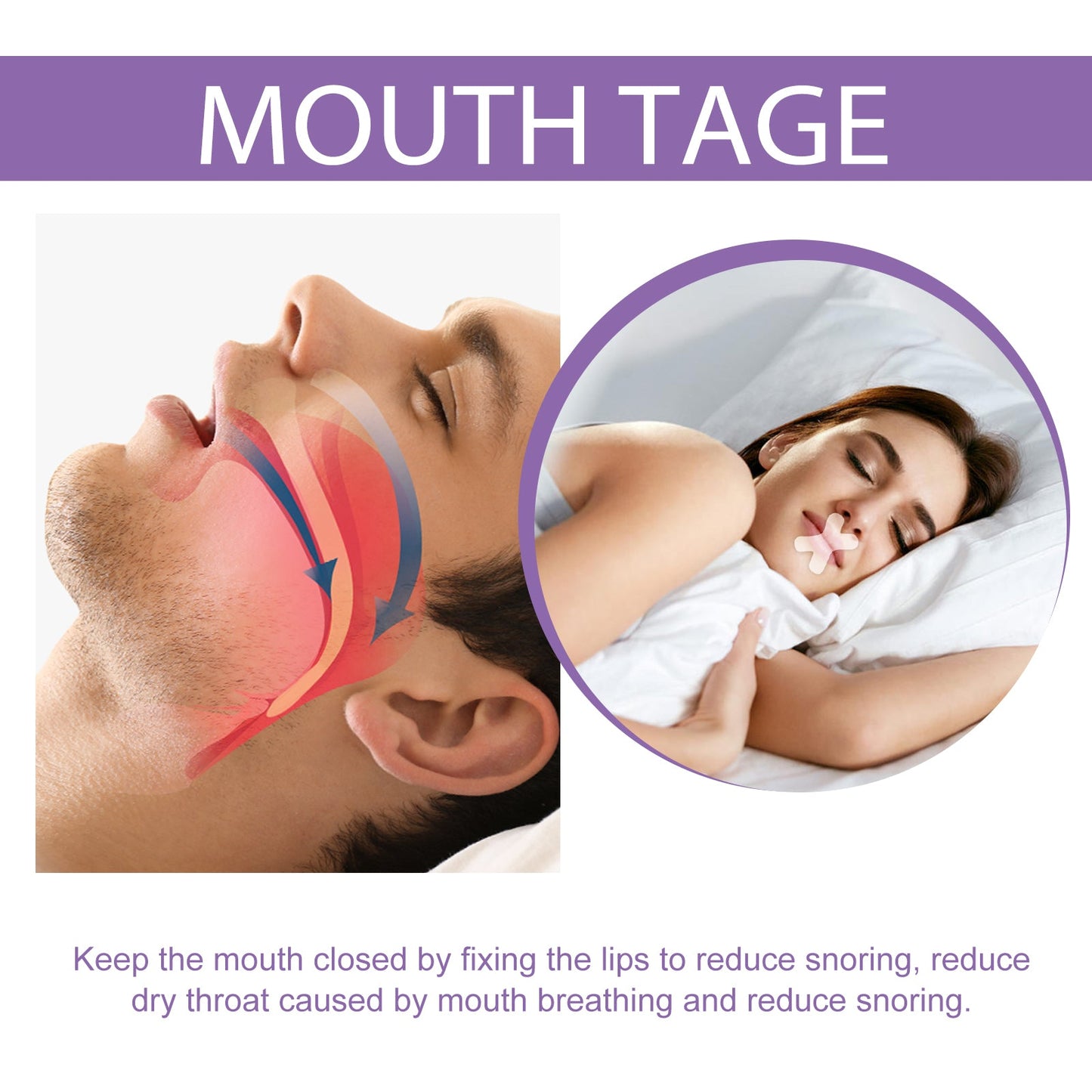 Sleep Anti-Snoring Tape – Open Mouth Breathing & Physical Expansion Patch