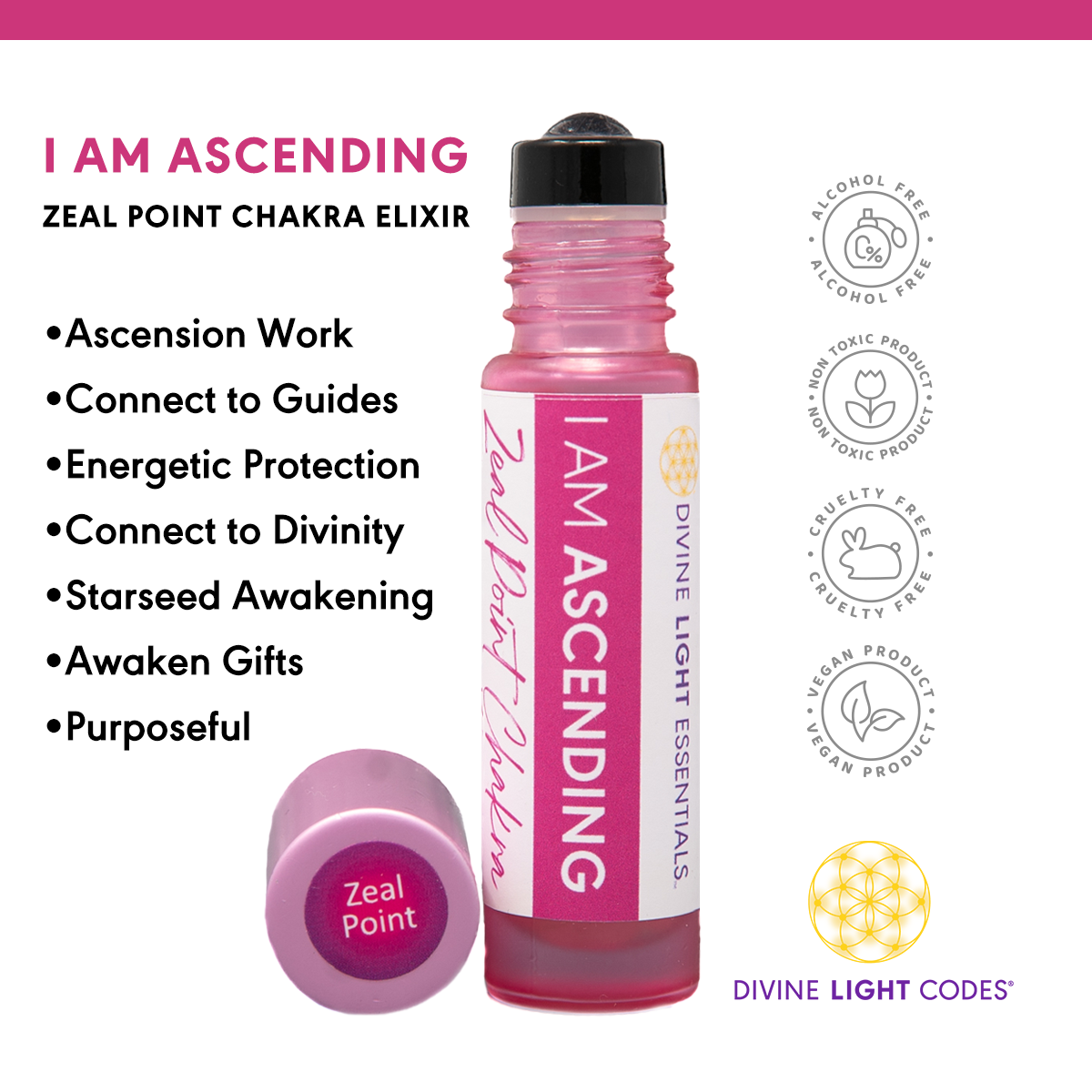 I Am Ascending Essential Oil Elixir - Zeal Point Chakra - Awaken Spiritual Gifts - Divine Harmony