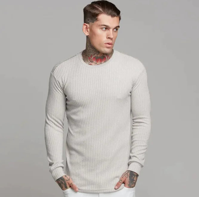 Men’s Fitness Long-Sleeve Shirt – Slim Knit Sports T-Shirt